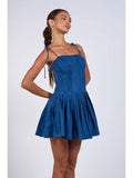 Tie Strap Pleated Mini Dress
