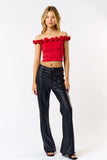 Rosette Off The Shoulder Crop - Greige Goods