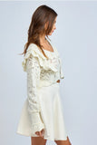 See-Through Ruffle Crop Sweater - Greige Goods