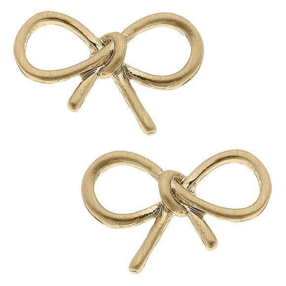 Wilamina Tied Bow Stud Earring - Greige Goods