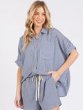 Checker Button Down Shorts Set