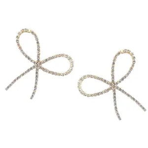 Rhinestone Bow Earrings - Greige Goods