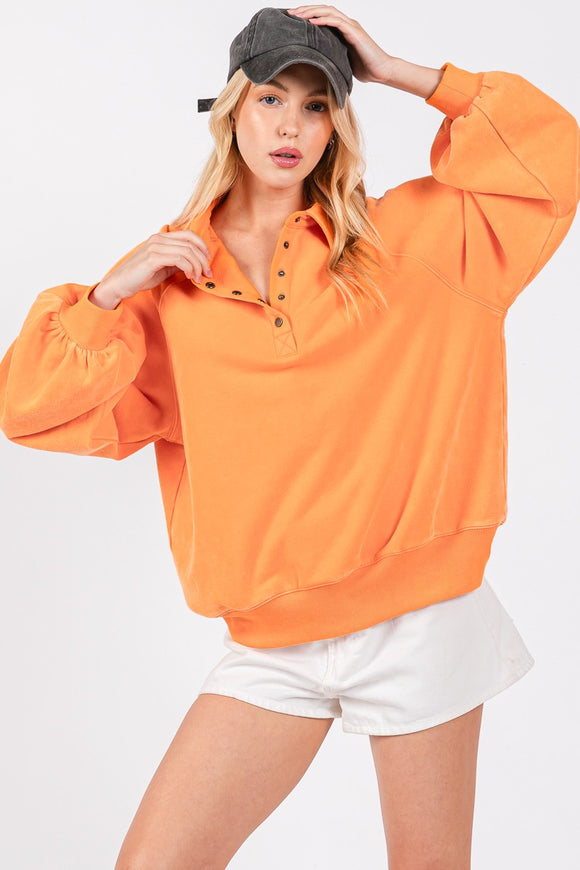 Snap Collared Sweatshirt - Greige Goods