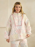 Floral Textured Quarter Zip - Greige Goods