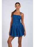 Tie Strap Pleated Mini Dress