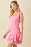 Ruffle Hem Square Neck Mini