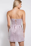 Sequin Glitter Strapless Mini Dress - Greige Goods