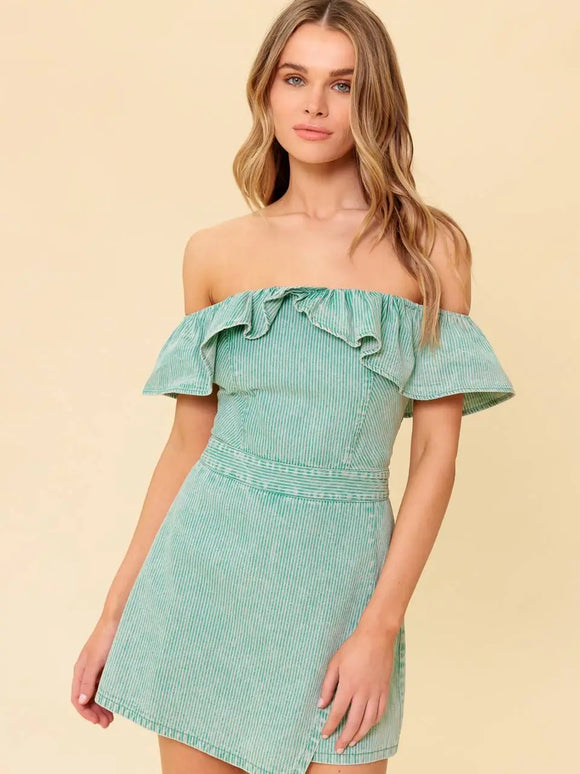 Washed Striped Woven Romper