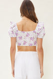 Cotton Eyelet Floral Crop Top - Greige Goods