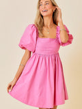 Ruffle Square Neck Mini Dress - Greige Goods