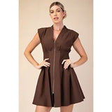 V Neck Smocked Mini Dress - Greige Goods
