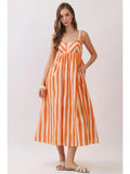Stripe Empire Waist Midi Dress