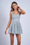 Solid Color Wide Strap Mini Dress - Greige Goods