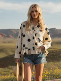 Polka Dot Ruffle Hem Long Sleeve Shirt - Greige Goods