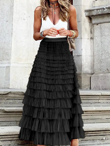 Layered Ruffle Maxi Skirt