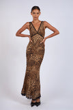 Leopard Print Black Lace Midi Dress - Greige Goods