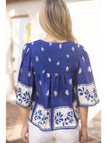 Floral Print Smocked Top - Greige Goods