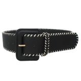 Contrast Whipstitch Buckle Belt - Greige Goods