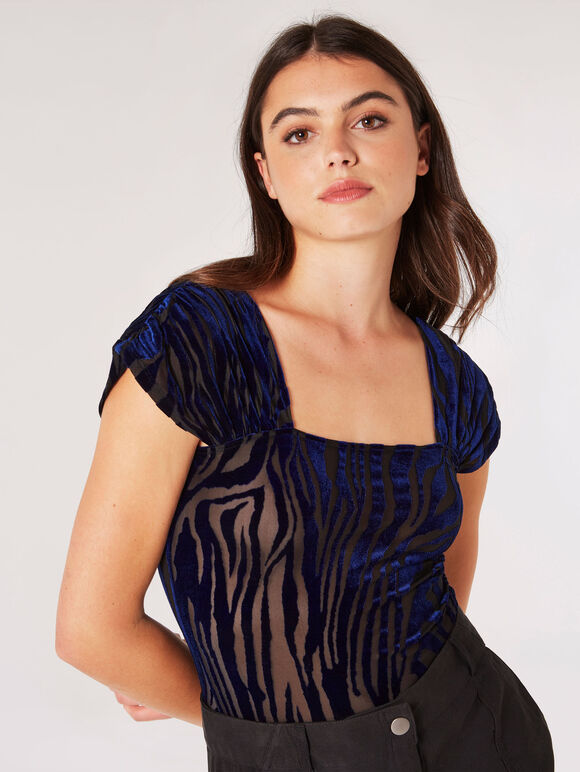 Zebra Ruched Shoulder Bodysuit - Greige Goods