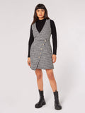 Dogtooth Pinafore Mini Dress - Greige Goods