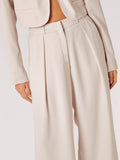 Pleat Detail Soft Tailored Pant - Greige Goods