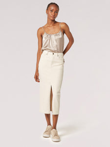 Denim Midi Slit Skirt - Greige Goods