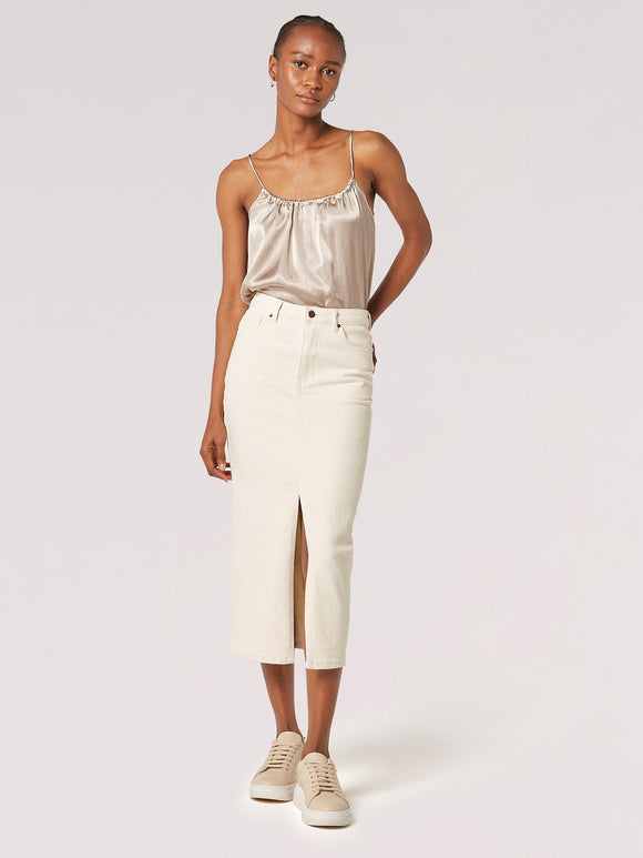Denim Midi Slit Skirt - Greige Goods