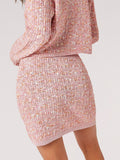 Textured Check Mini Skirt - Greige Goods