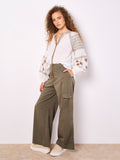 Aztec Embroidered Tie Top - Greige Goods