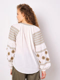 Aztec Embroidered Tie Top - Greige Goods