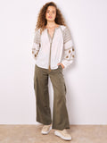 Aztec Embroidered Tie Top - Greige Goods