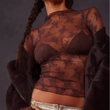 Floral Lace Mesh Top - Greige Goods