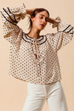 Dot Pattern Blouse Top - Greige Goods