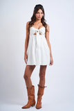 Solid Front Tie Open Back Mini Dress - Greige Goods