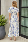 Chinoiserie Print Ruched Maxi - Greige Goods