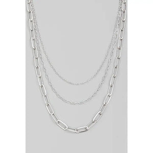 Triple Oval Chain Link Necklace - Greige Goods