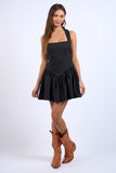 Halter Fit & Flare Mini Dress - Greige Goods