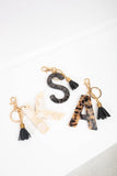 Chunky Acetate Letter Keychain - Greige Goods