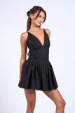 Plunging V-Neck Fit & Flare Mini - Greige Goods