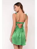 Satin Tie Strap Mini Dress - Greige Goods