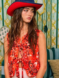 Paisley Printed Tie Vest - Greige Goods