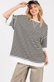 Striped Oversized Top - Greige Goods