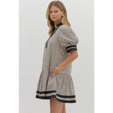 Textured Stripe Mini Dress - Greige Goods