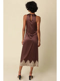 Satin & Lace Maxi Dress - Greige Goods