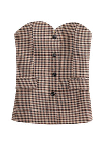 Strapless Button Top - Greige Goods