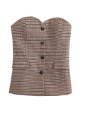 Strapless Button Top - Greige Goods