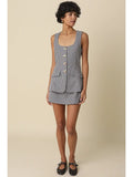 Sonia Gingham Button-Front Dress - Greige Goods