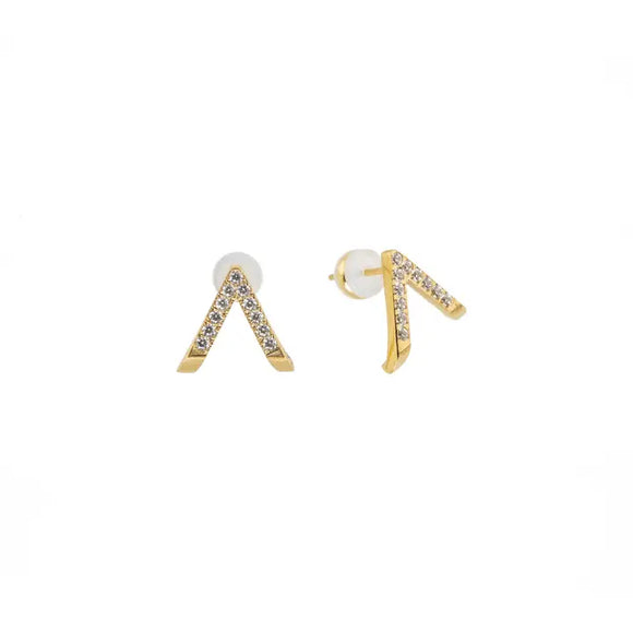 Diamond V Studs - Greige Goods