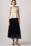 Tulle Textured Midi Skirt - Greige Goods