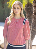 Stripe Contrast Band Top - Greige Goods